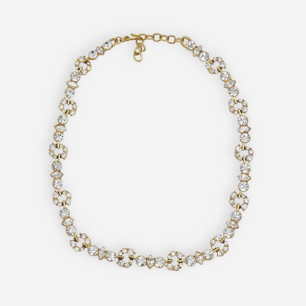 Vintage Monet Necklace Crystal Rhinestone Gold Tone Wedding Evening‎ Choker 18"